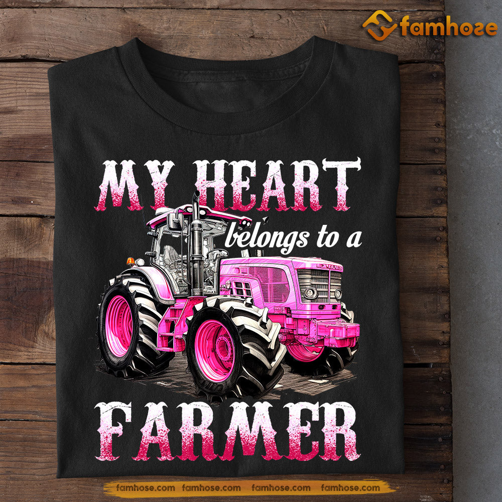 Valentine's Day Farmer T-shirt, My Heart Belongs To A Farmer, Valentines Gift For Farmer Lovers, Farmer Tees