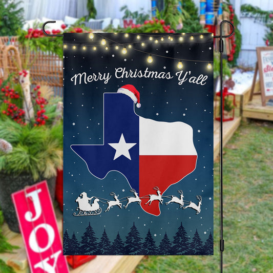 Merry Christmas Y'all Texas Christmas Garden Flag & House Flag, Xmas Flag Gift For Texans