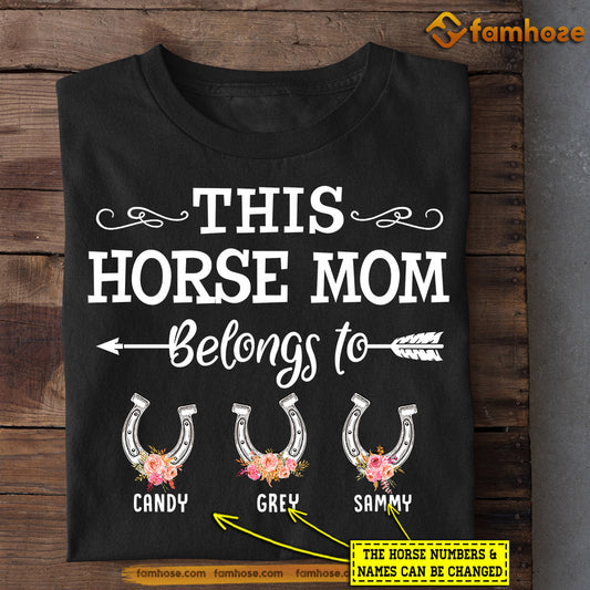 Personalized Horse T-shirt, This Mom Belongs To, Mother's Day Gift For Horse Lovers, Horse Riders, Equestrians Tees