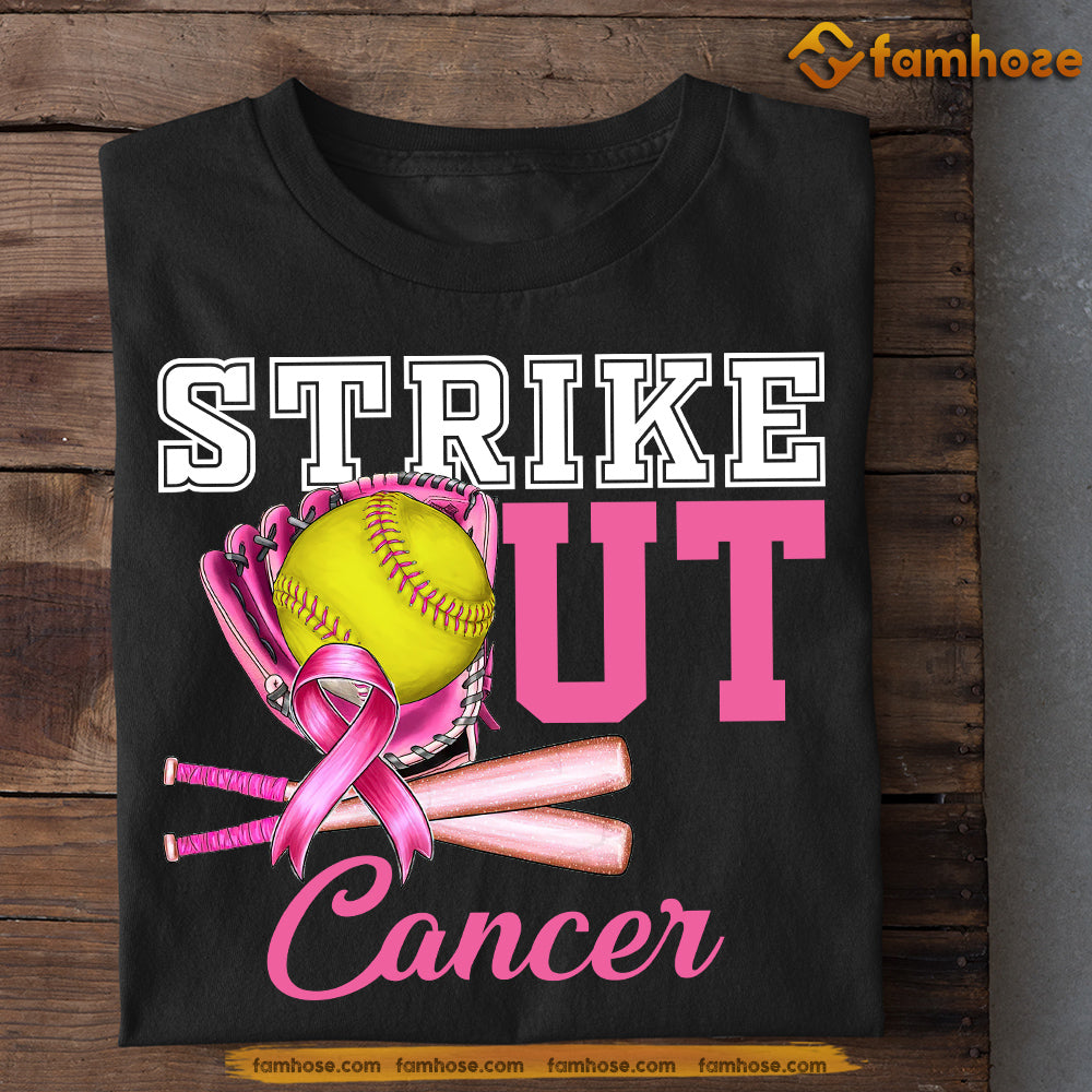 Softball T-shirt, Strike Out Cancer, Gift For Softball Lovers Who Support Breast Cancer Awareness