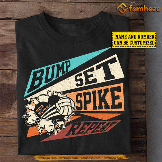 Personalized Funny Volleyball T-shirt, Bump Set Spike Repeat, Gift For Volleyball Lovers, Volleyball Players