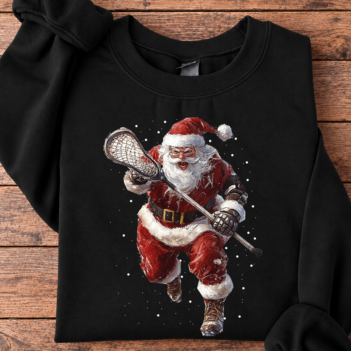 Lacrosse Christmas Sweatshirt, Santa Lacrosse Sports Crewneck Sweatshirt Gift For Lacrosse Lovers