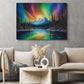 Northern Lights Aurora Borealis Over A Lake, Canvas  Painting, Wall Art Decor - Aurora Poster Gift