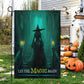 Halloween Witch Flag, Let The Magic Begin Witch On The Stairs, Flag Gift For Halloween Decor, Gift For Garden Flag