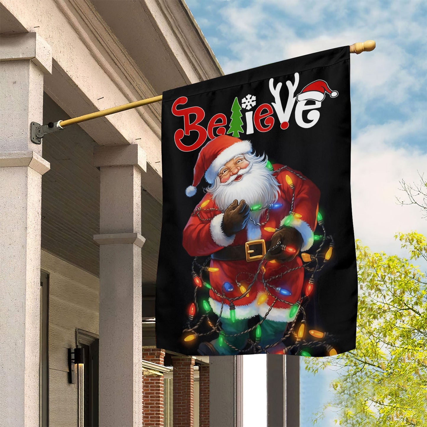 Believe In The Glow Of Christmas, Santa Claus Xmas Garden Flag & House Flag, Christmas Flag Gift For Santa Claus Lovers