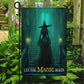 Halloween Witch Flag, Let The Magic Begin Witch On The Stairs, Flag Gift For Halloween Decor, Gift For Garden Flag