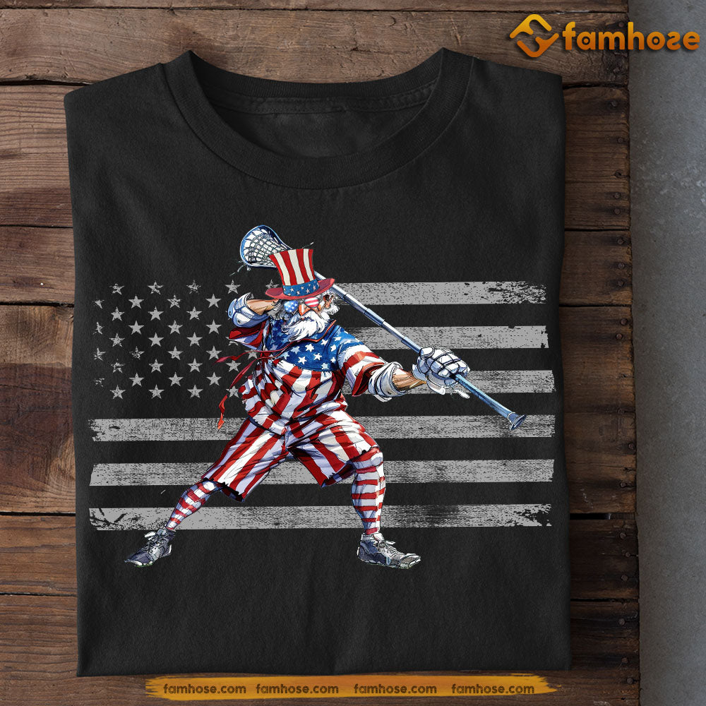 Uncle Sam Lacrosse July 4th T-shirt, American Lacrosse Flag Sport Tees Gift For Lacrosse Lovers