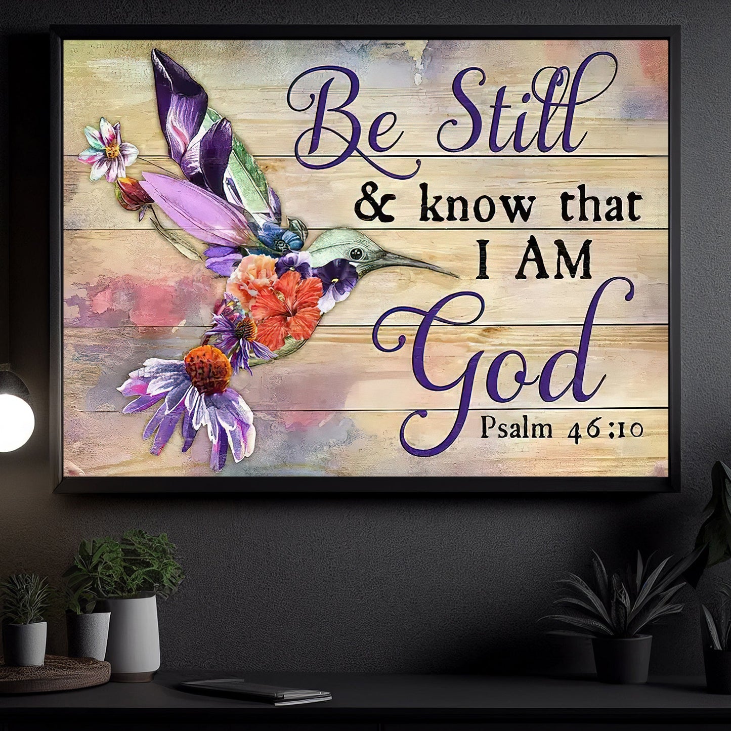 Be Still Know That I'm God, Motivational Hummingbird Canvas Painting, Christian Wall Art Decor, Poster Gift For Hummingbird Lovers