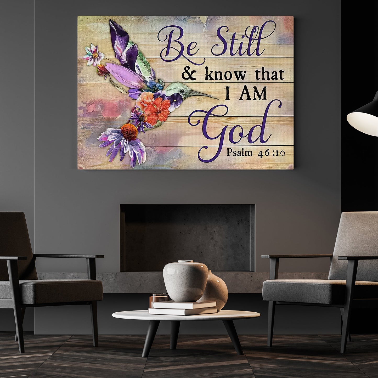 Be Still Know That I'm God, Motivational Hummingbird Canvas Painting, Christian Wall Art Decor, Poster Gift For Hummingbird Lovers