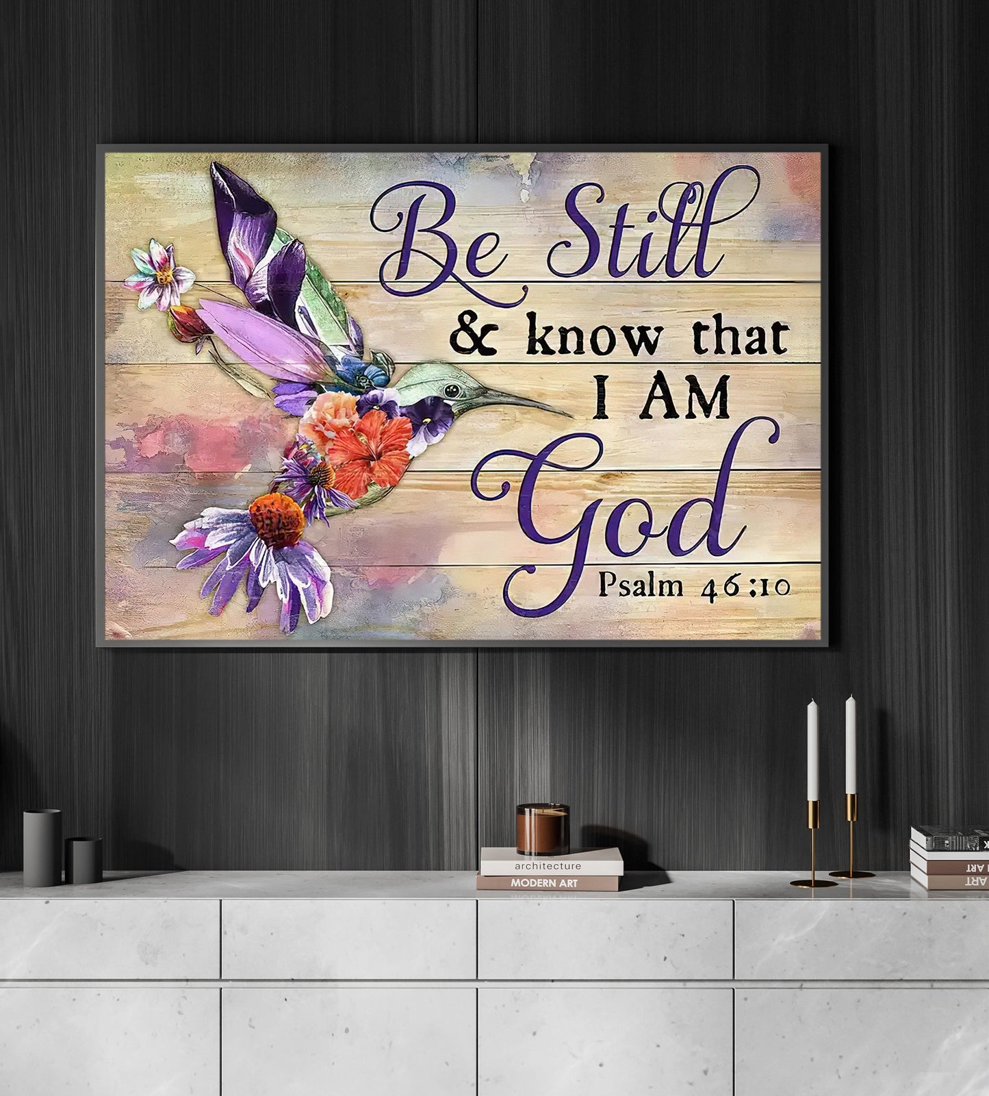 Be Still Know That I'm God, Motivational Hummingbird Canvas Painting, Christian Wall Art Decor, Poster Gift For Hummingbird Lovers