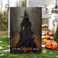 Halloween Witch Flag, Let The Magic Begin Witch In A Autumn Forest, Flag Gift For Halloween Decor, Gift For Garden Flag