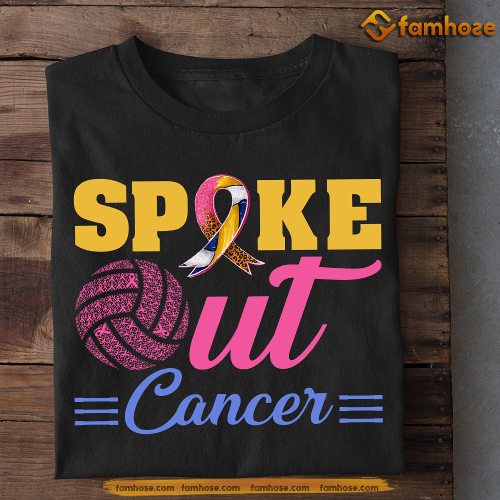 Volleyball T-shirt, Spoke Out Cancer, Gift For Volleyball Lovers Who Support Breast Cancer Awareness