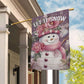 Let It Snow Snowman With Flowers Hat, Snowman Xmas Garden Flag & House Flag, Christmas Flag Gift For Snowman Lovers