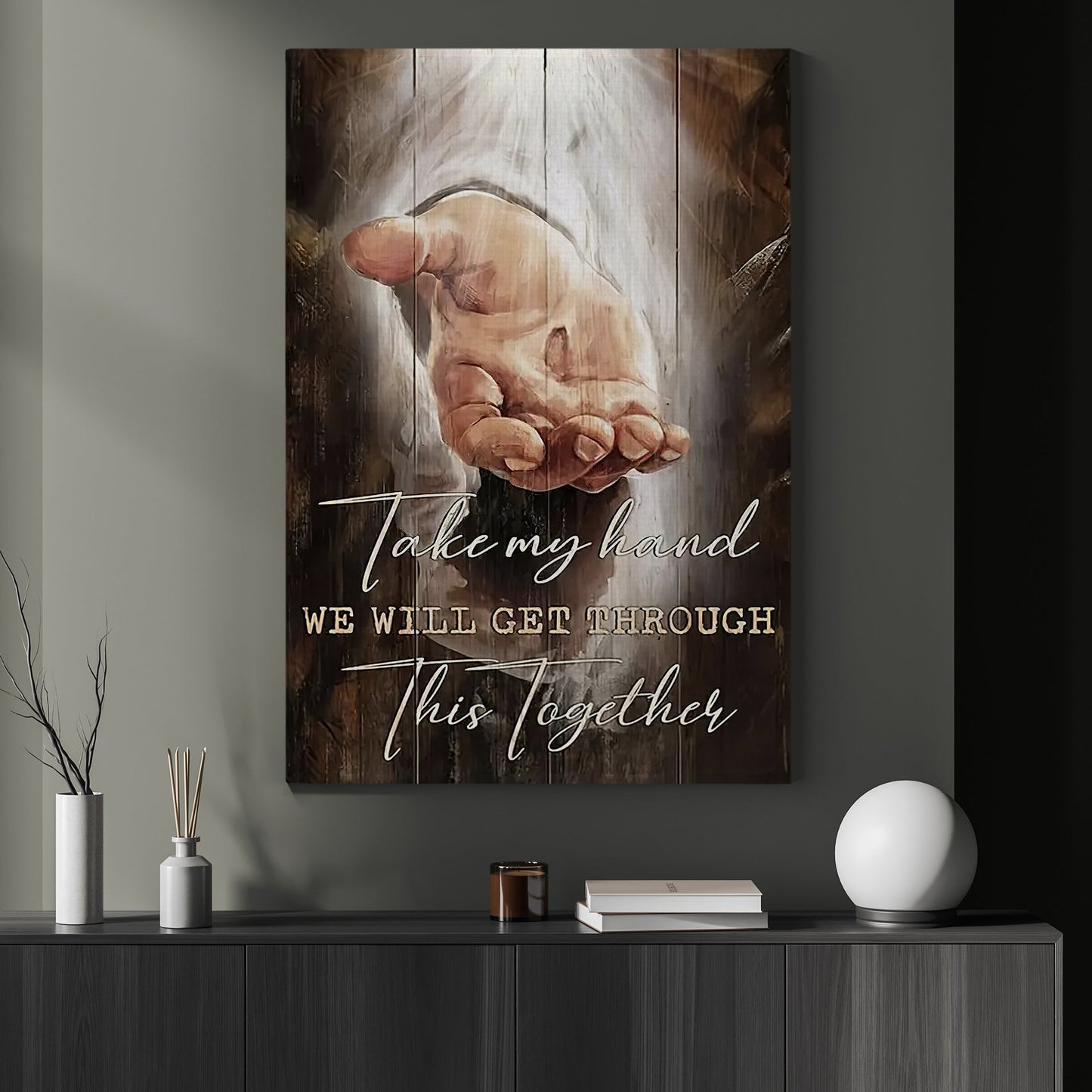 Take My Hand We Will Get, Motivational Canvas Painting, Inspirational Quotes Wall Art Decor, Christian Poster Gift