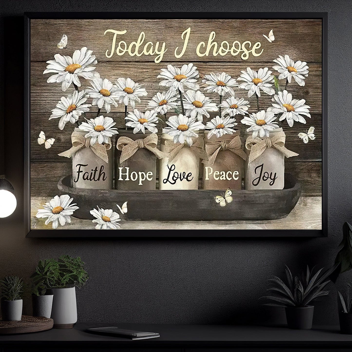 I Choose Hope Love Peace, Motivational Flowers Canvas Painting, Inspirational Quotes Wall Art Decor, Poster Gift For Flower Lovers