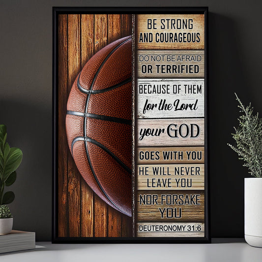 Motivational Basketball Canvas Painting, He Will Never Leave You, Inspirational Quotes Wall Art Decor, Poster Gift For Basketball Lovers, Basketball Player