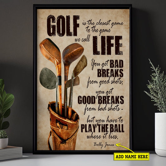 Golf Is The Closest Game Play The Ball, Personalized Motivational Golf Canvas Painting, Inspirational Quotes Wall Art Decor, Poster Gift For Golf Lovers