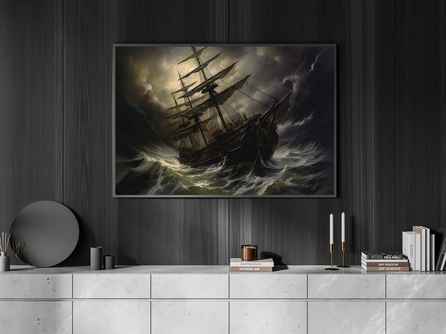 Sailing Boat On The Sea, Boat Canvas Painting, Wall Art Decor - Peaceful Poster Gift