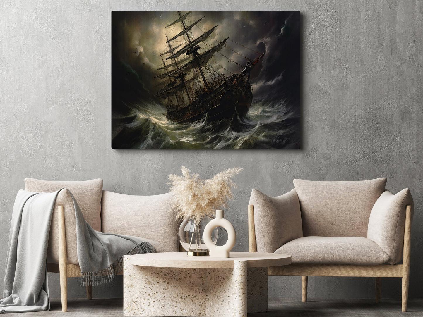 Sailing Boat On The Sea, Boat Canvas Painting, Wall Art Decor - Peaceful Poster Gift