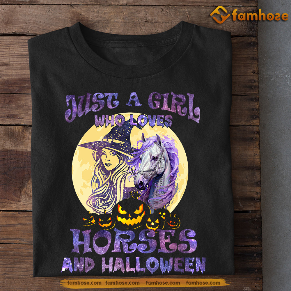 Halloween Horse T-shirt, Just A Girl Who Loves Horses And Halloween, Gift For Horse Lovers, Horse Riders, Equestrians