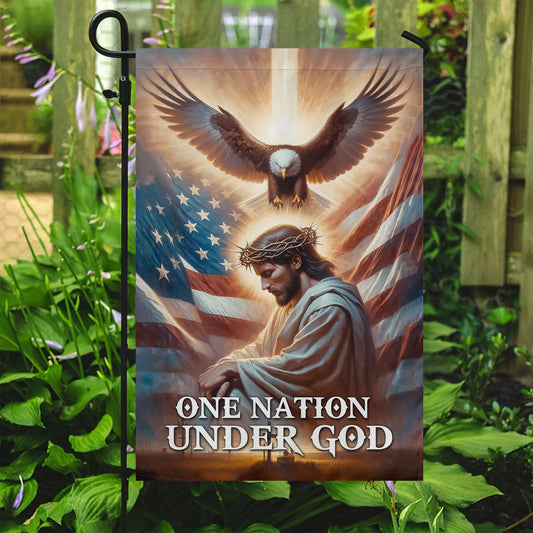 One Nation Under God, Jesus Garden Flag - Christian House Flag Gift