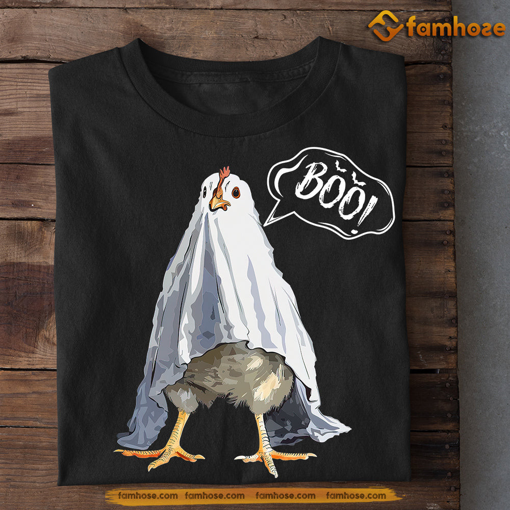 Halloween Chicken T-shirt, Boo, Spooky Season Gift For Chicken Lovers, Farmer Tee