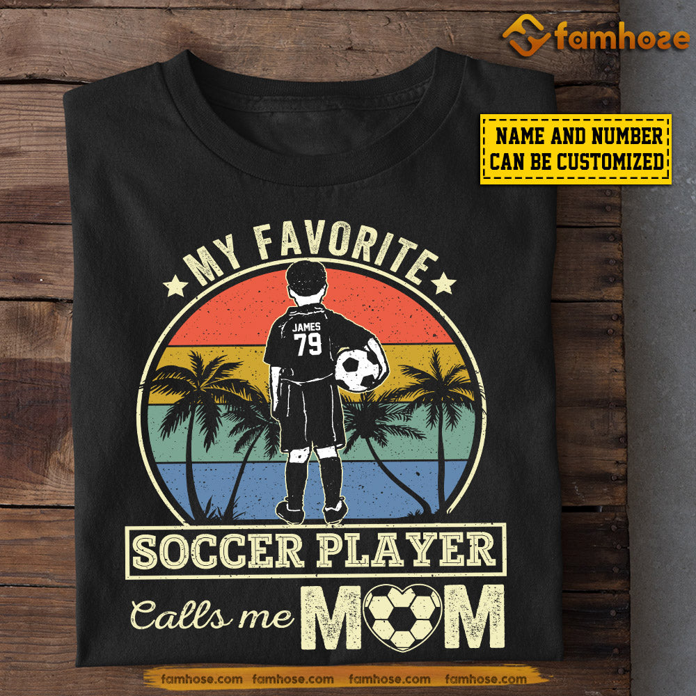 Personalized Vintage Soccer Boy T-shirt, My Favorite Soccer Player Calls Me Mom, Gift For Soccer Lovers, Soccer Boys