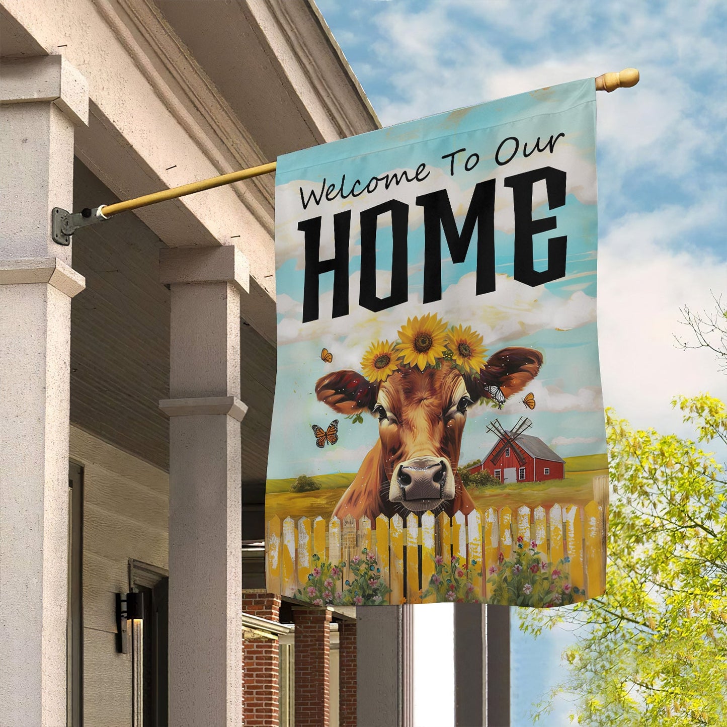 Funny Cow Flag, Welcome to Our Home, Cow Garden Flag & House Flag Gift, Outdoor Decoration Gift For Cow Lovers