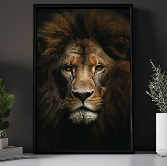 Monarch of Shadows, Lion Canvas Painting, Wall Art Decor - Poster Gift For Lion Lovers