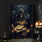 The Spooky Ghost Reading Book In The Dark Room Halloween Canvas Painting, Wall Art Decor Print - Dark Ghost Halloween Poster Gift