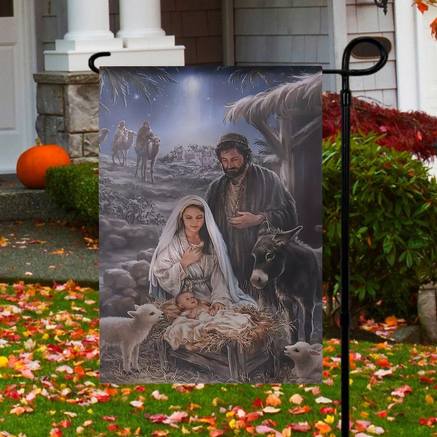 A Celebration Of The Birth, Nativity Xmas Garden Flag - House Flag Gift, Gift For Christians Lovers