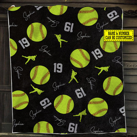 Personalized Softball Blanket, My Favorite Sport Fleece Blanket - Sherpa Blanket Gift For Softball Lovers, Softball Players, Softball Girls