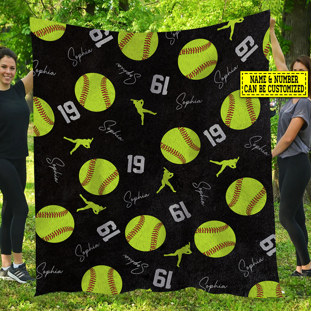 Personalized Softball Blanket, My Favorite Sport Fleece Blanket - Sherpa Blanket Gift For Softball Lovers, Softball Players, Softball Girls