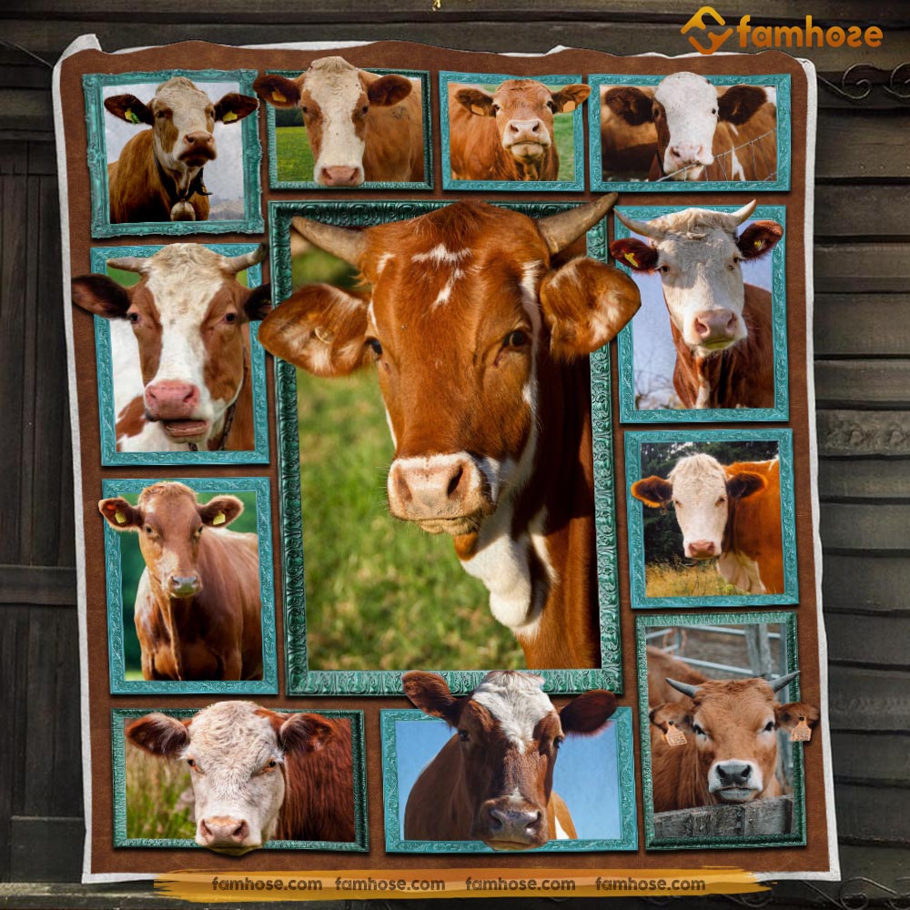 Cow Blanket, Cow In The Field Together Cow Fleece Blanket - Sherpa Blanket Gift For Cow Lover