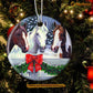 Christmas Horse Ornament, Horses Into The Forest Gift For Horse Lovers, Circle Ceramic Ornament