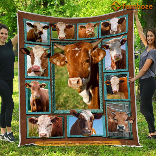 Cow Blanket, Cow In The Field Together Cow Fleece Blanket - Sherpa Blanket Gift For Cow Lover