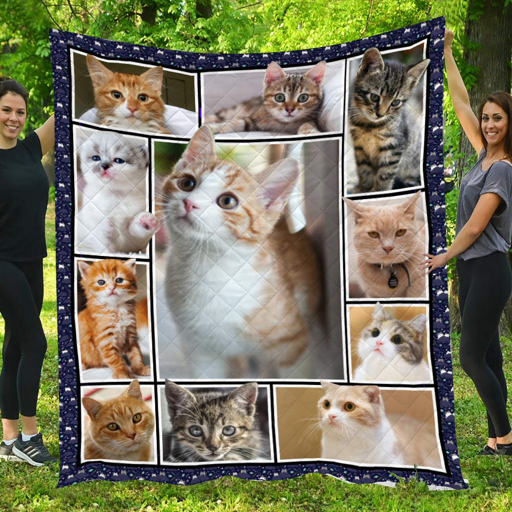 Cute Cat Blanket, Baby Cat With Glitter Eyes Fleece Blanket - Sherpa Blanket Gift For Cat Lover, Cat Owners