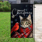 Merry Christmas Bird And Cat Flag, Cat Xmas Garden Flag & House Flag, Christmas Flag Gift For Cat Lovers