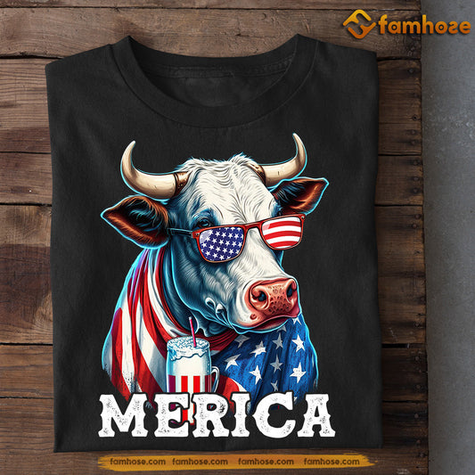 July 4th Cow T-shirt, Merica, Independence Day Gift For Cow Lovers, Cow Tees, Famers