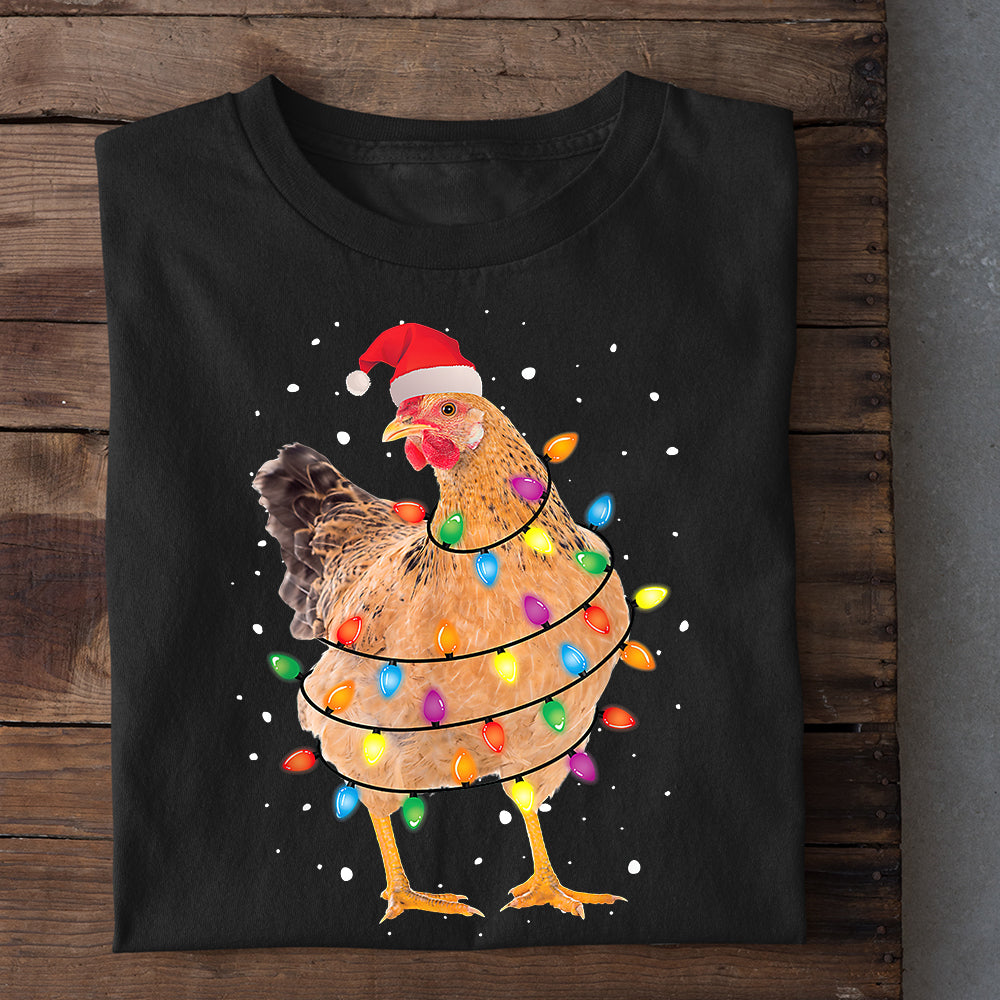 Chicken Christmas T-shirt, Christmas Clucker Lighting Up the Season, Gift For Chicken Lovers, Chicken Tees, Farmers Tees