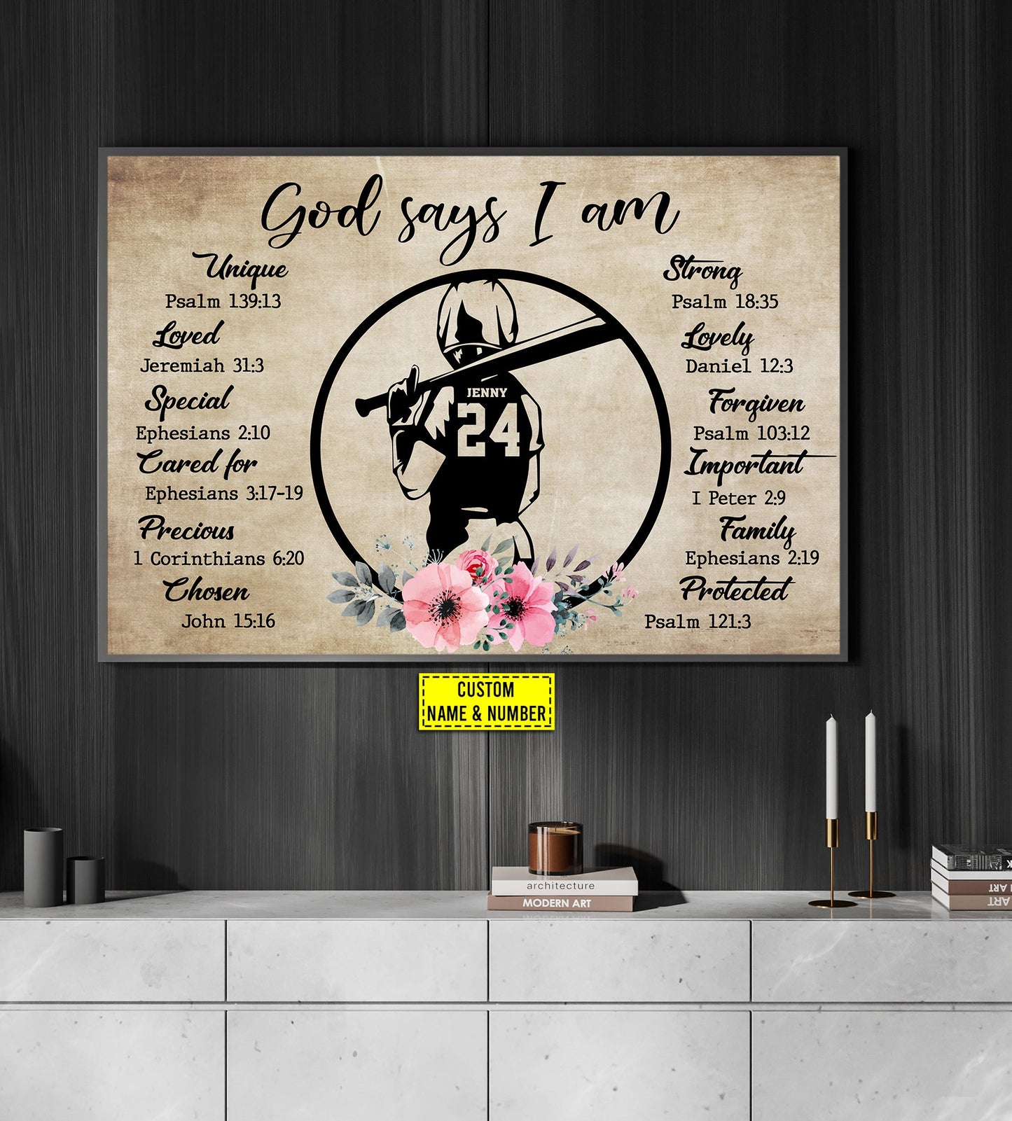 God Says I'm Special Strong Important Protected, Personalized Softball Canvas Painting, Inspirational Quotes Wall Art Decor, Poster Gift For Softball Lovers