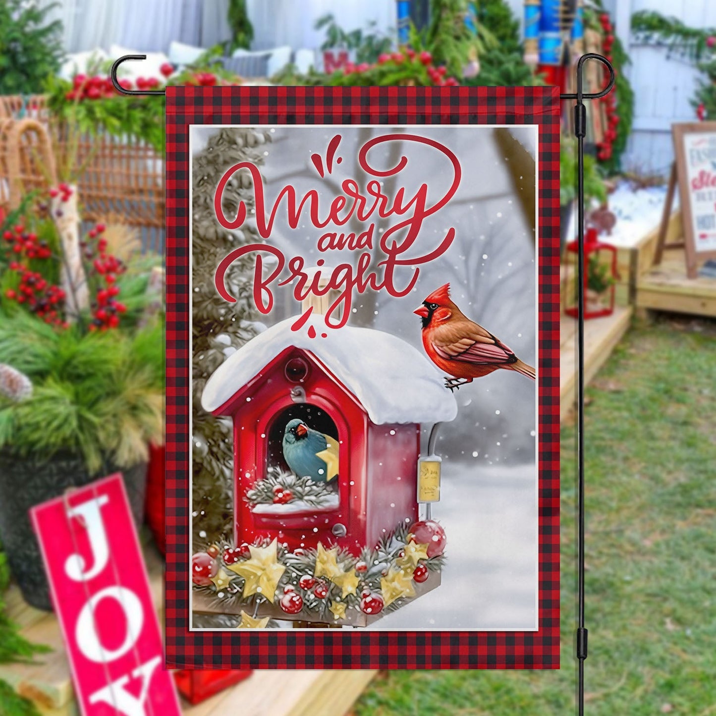 Winter Birdhouse Bliss, Bird Xmas Garden Flag & House Flag, Christmas Flag Gift For Bird Lovers