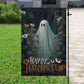 Halloween Ghost Flag, Baby Ghost In Flowers Garden Happy Halloween, Flag Gift For Halloween Decor, Gift For Garden Flag