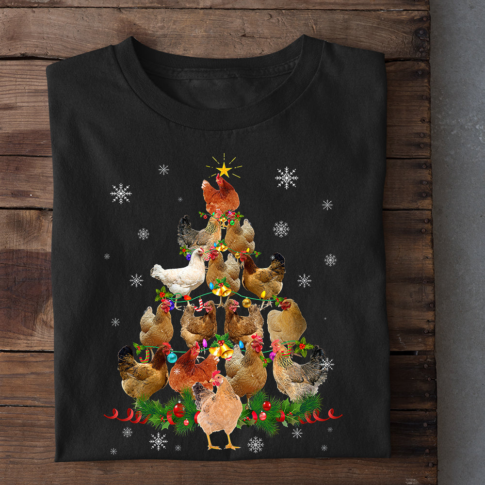 Chicken Christmas T-shirt, Feathered Festivity A Poultry Christmas Pyramid, Gift For Chicken Lovers, Chicken Tees, Farmers Tees