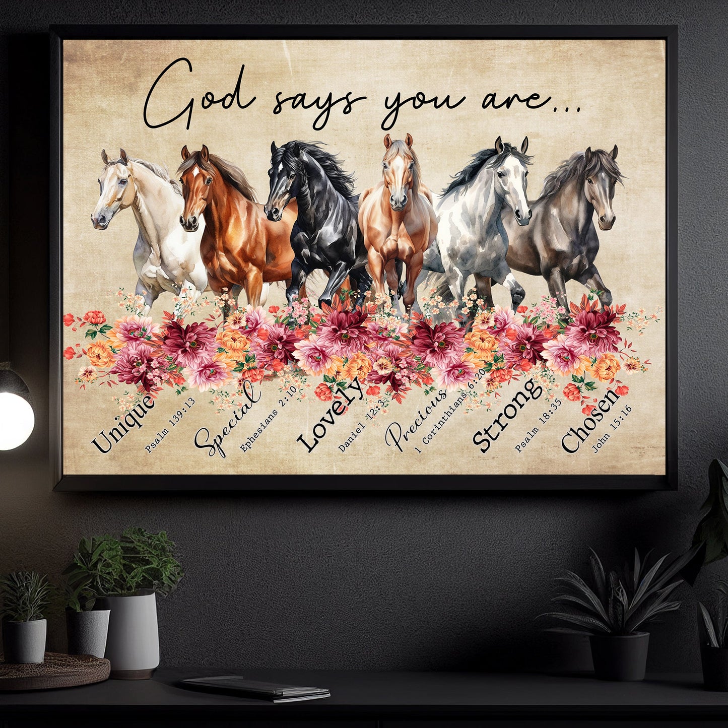 Motivational Horse Riding Canvas Painting, God Says You Are, Inspirational Quotes Wall Art Decor, Poster Gift For Horse Lovers