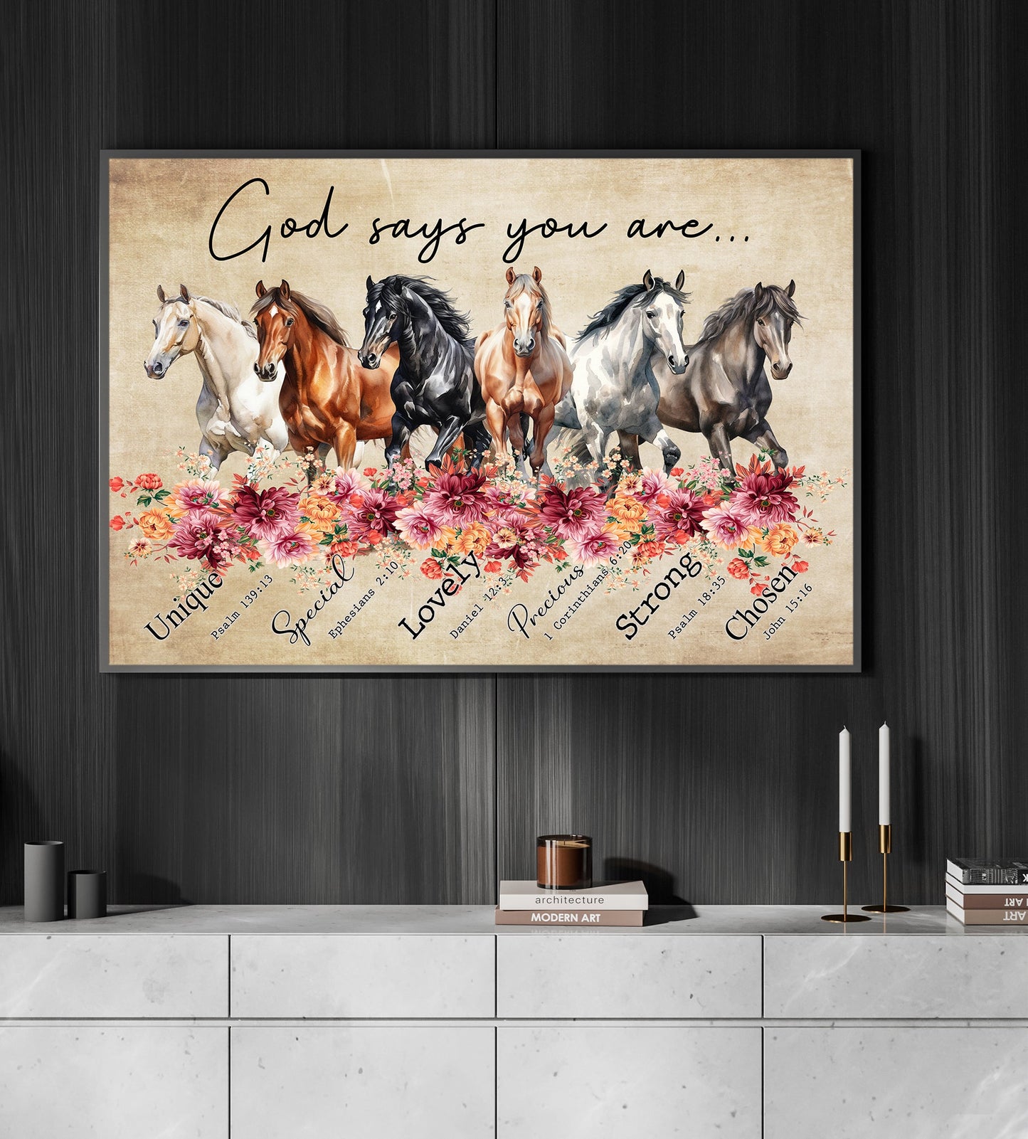 Motivational Horse Riding Canvas Painting, God Says You Are, Inspirational Quotes Wall Art Decor, Poster Gift For Horse Lovers