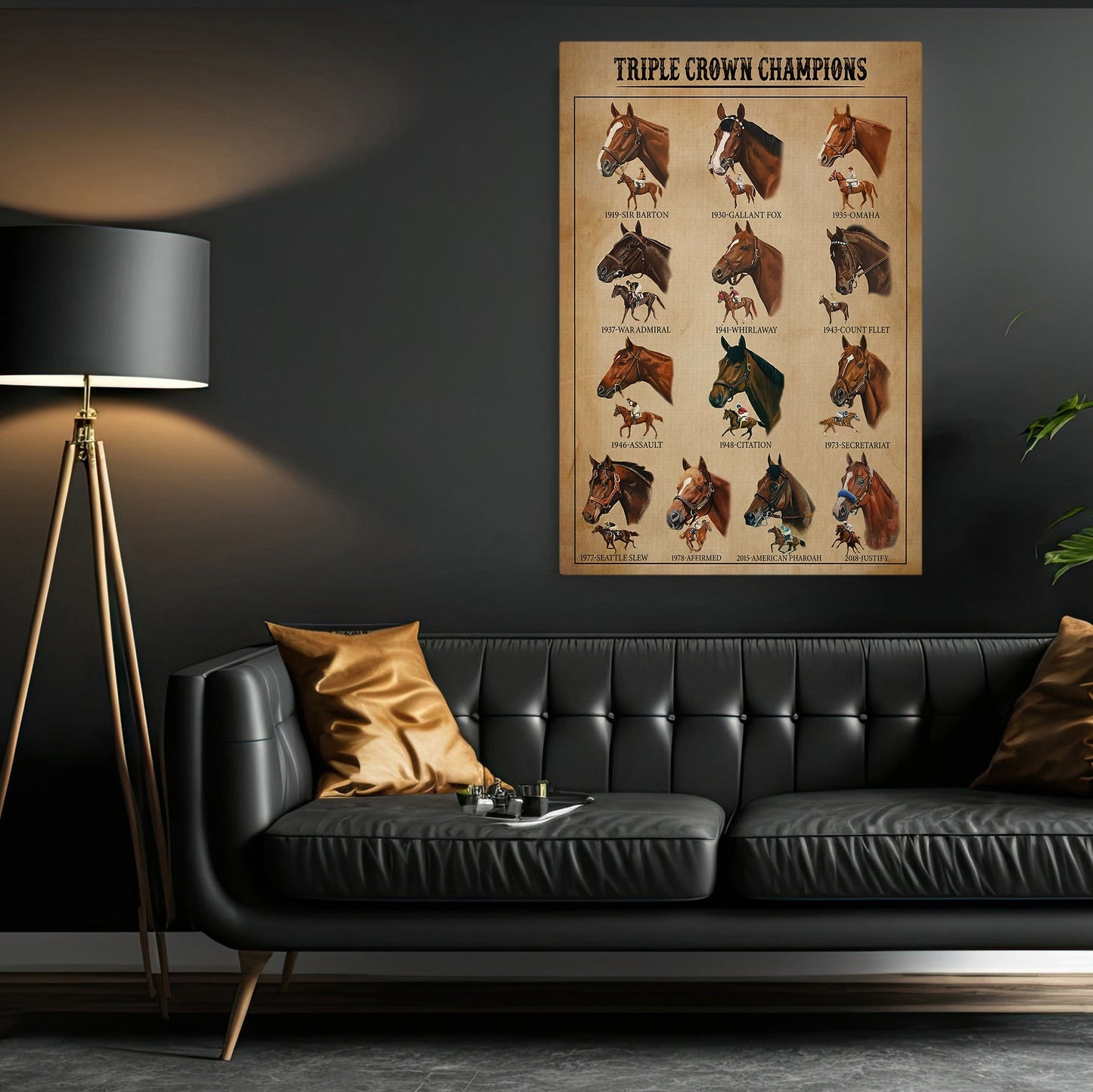 Motivational Horse Canvas Painting, Triple Crown Champions, Inspirational Quotes Wall Art Decor - Poster Gift For Horse Lovers