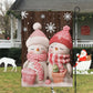 Cute Couple Wearing Scarf And Hat, Snowman Xmas Garden Flag & House Flag, Christmas Flag Gift For Snowman Lovers