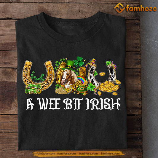 St Patrick's Day Horse T-shirt, A Wee Bit Irish, Patricks Day Gift For Horse Lovers, Horse Riders, Equestrians