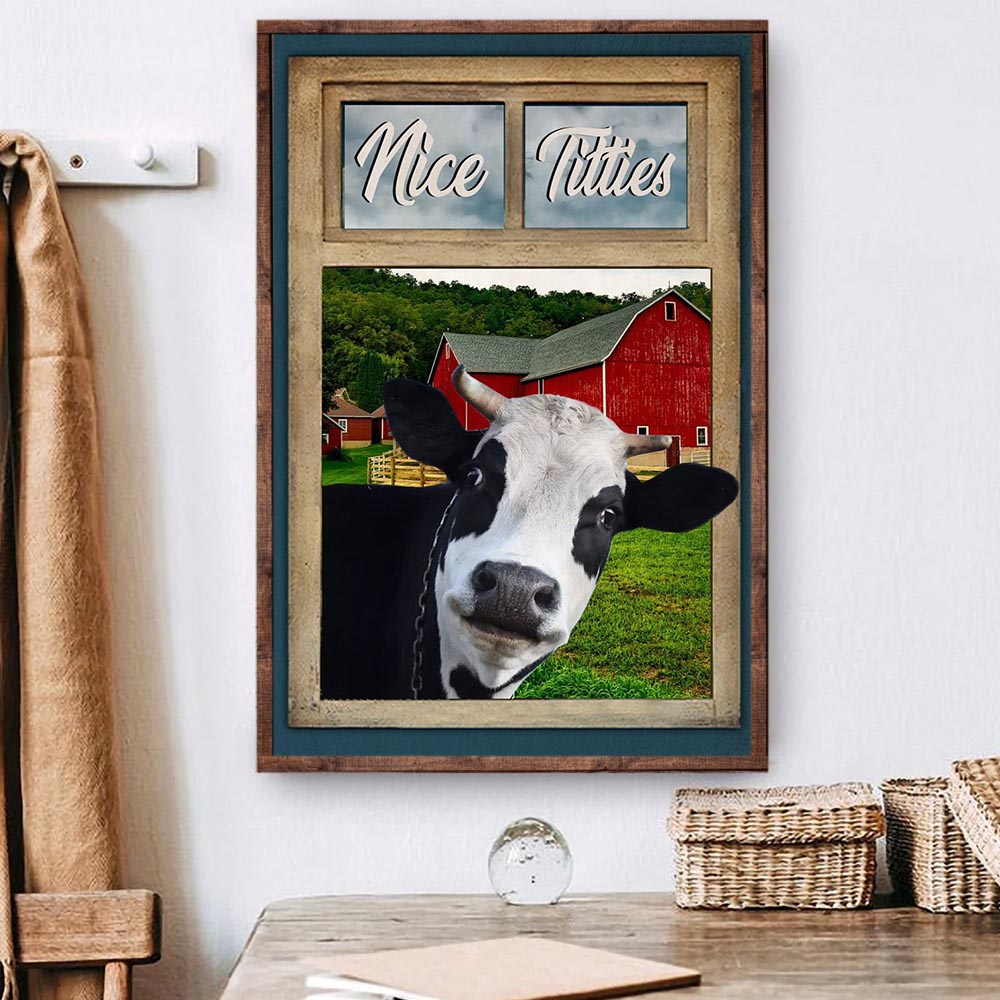 Cute Cow Poster & Canvas, Nice Titties, Cow Canvas Wall Art, Poster Gi ...